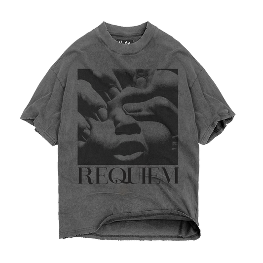 REQUIEM GREY ACID WASH T-SHIRT FEAT. KORN BACK LOGO