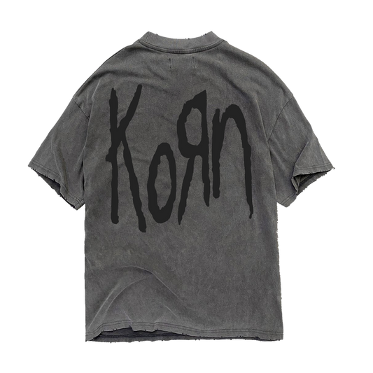 REQUIEM GREY ACID WASH T-SHIRT FEAT. KORN BACK LOGO